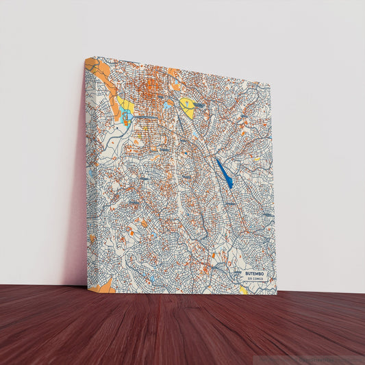 Butembo Dr Congo Colorful City Map Canvas Print