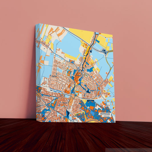 Buxtehude Germany Colorful City Map Canvas Print