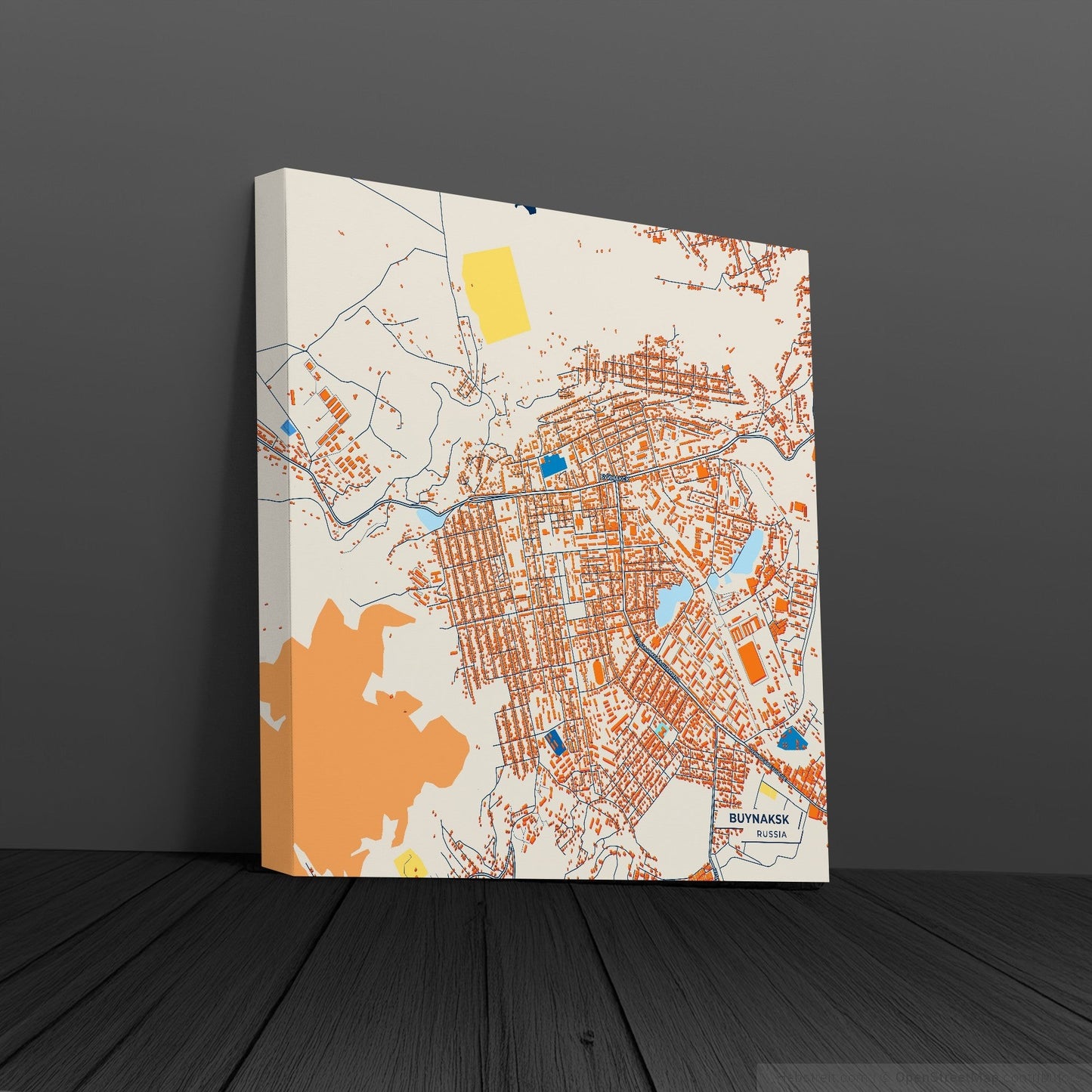 Буйнакск Russia Colorful City Map Canvas Print