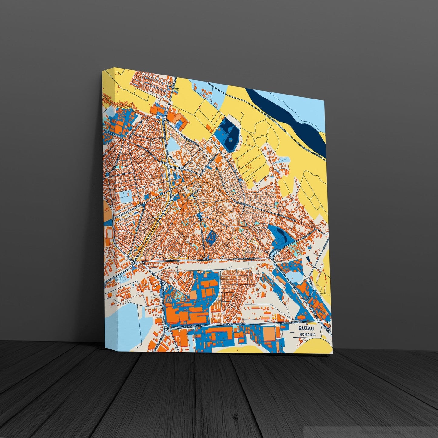 Buzău Romania Colorful City Map Canvas Print