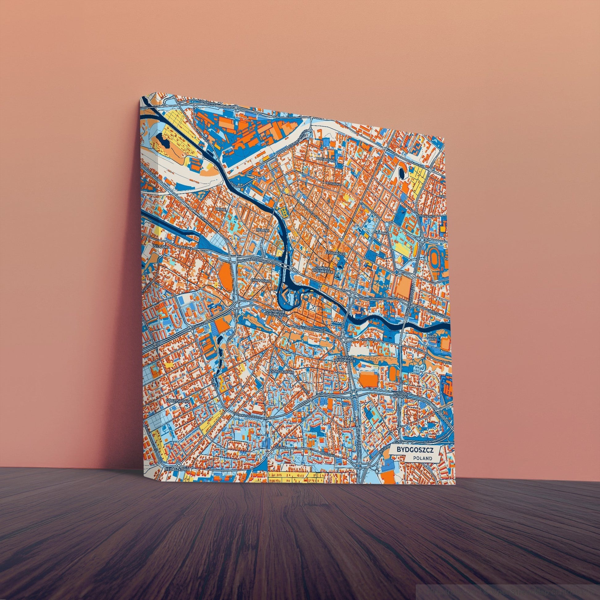 Bydgoszcz Poland Colorful City Map Canvas Print
