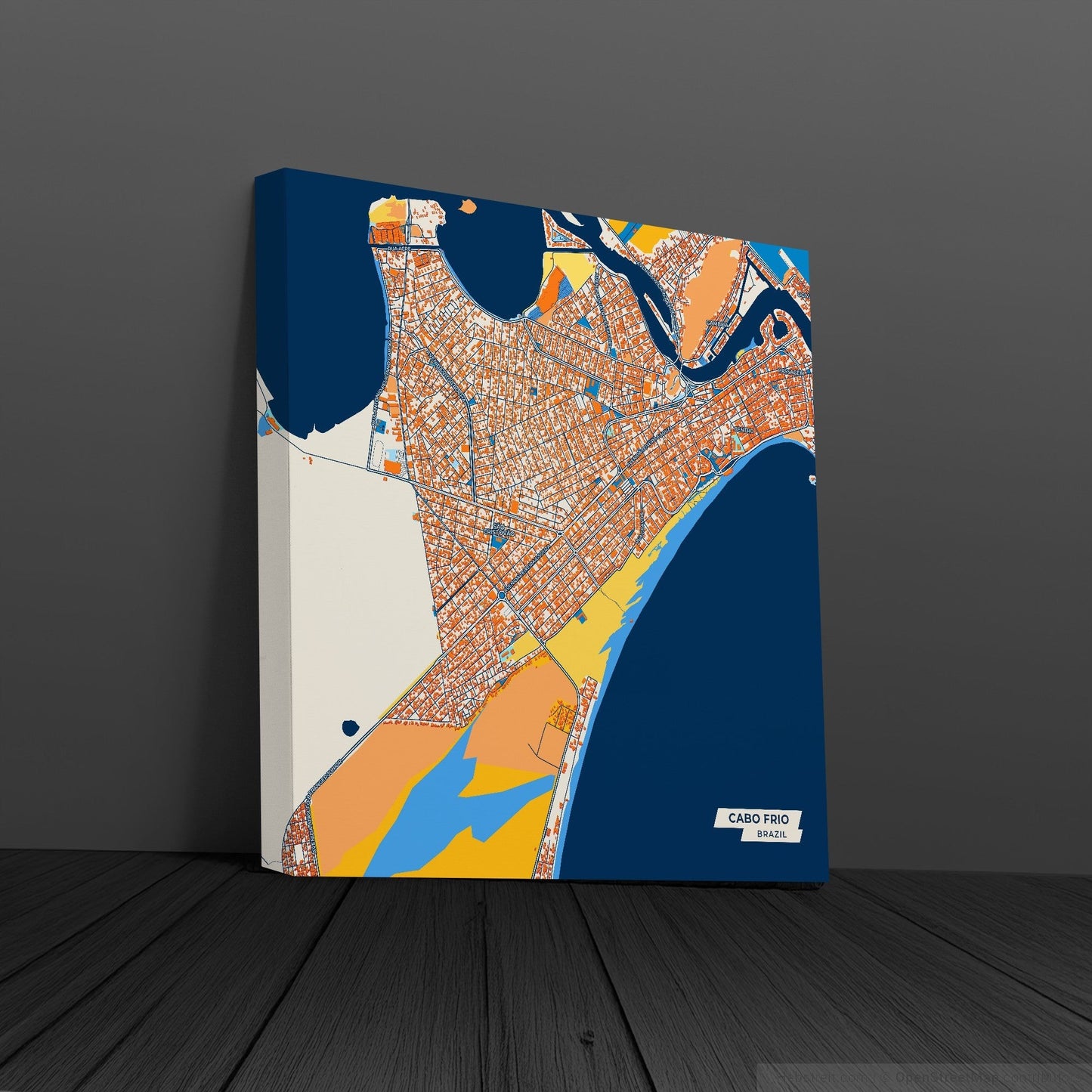 Cabo Frio Brazil Colorful City Map Canvas Print
