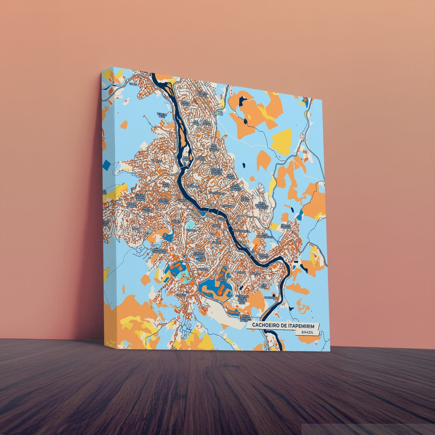 Cachoeiro De Itapemirim Brazil Colorful City Map Canvas Print