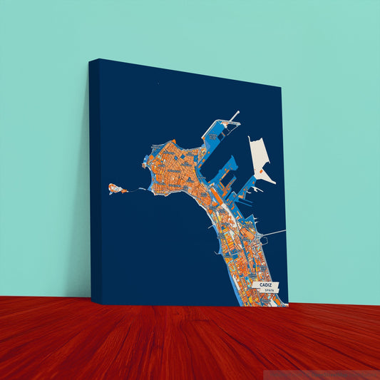 Cadiz Spain Colorful City Map Canvas Print