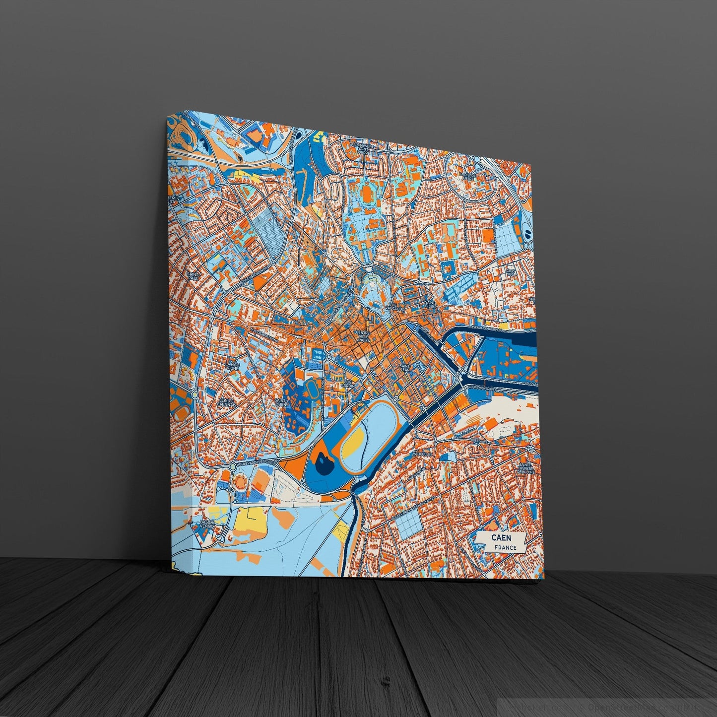 Caen France Colorful City Map Canvas Print