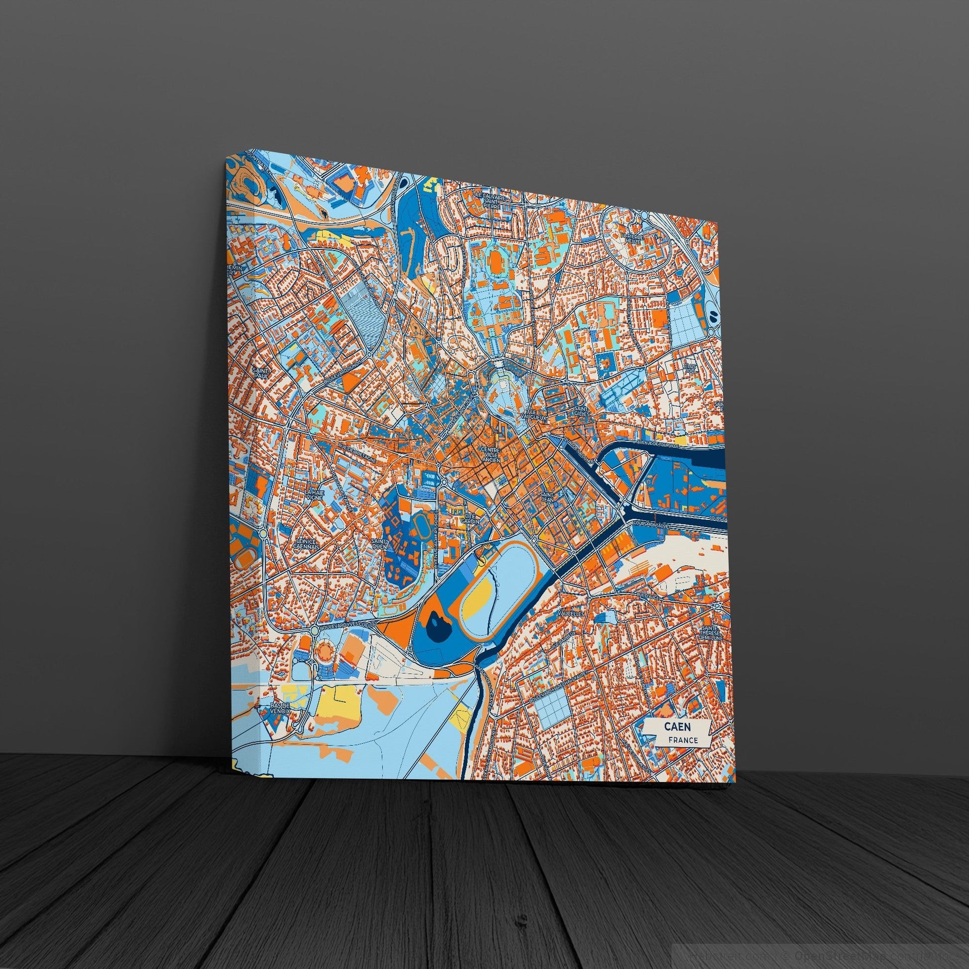 Caen France Colorful City Map Canvas Print
