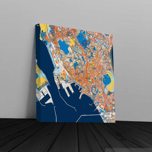 Cagliari Italy Colorful City Map Canvas Print