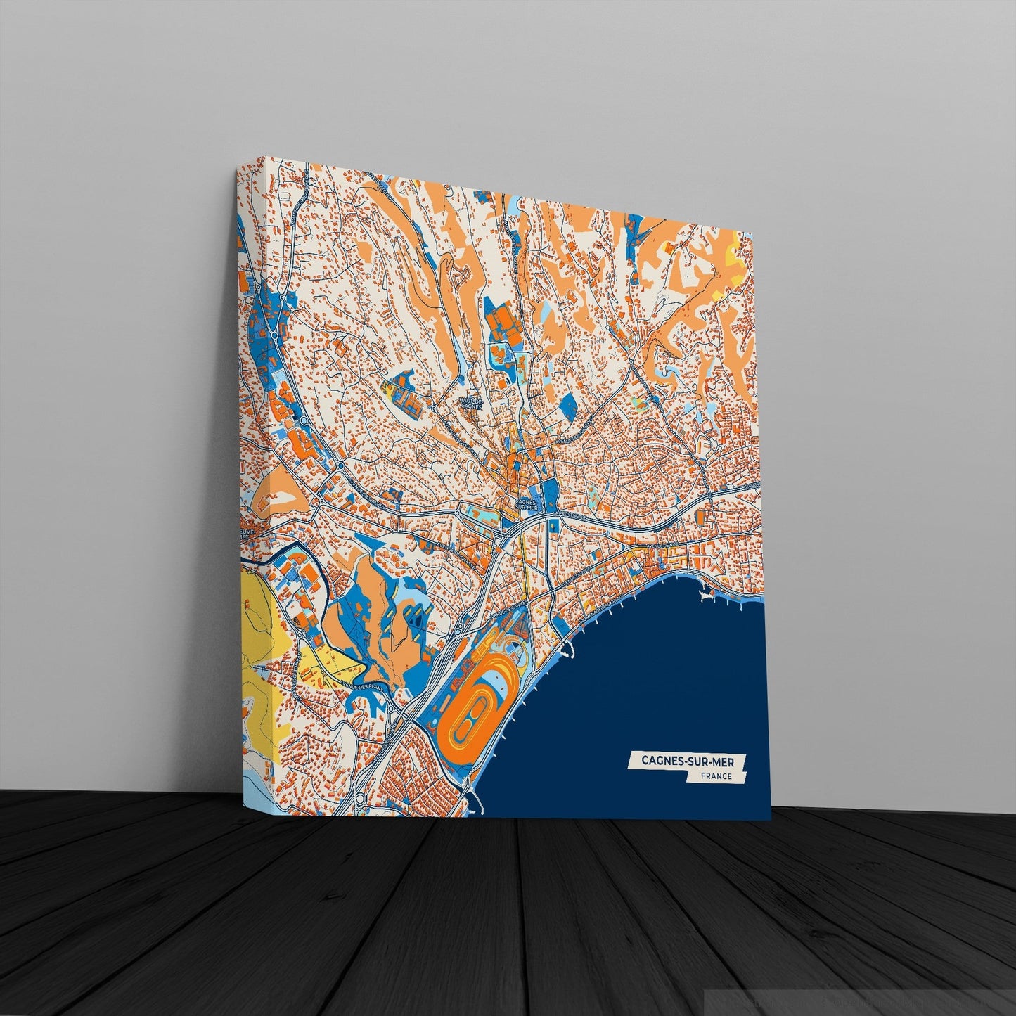 Cagnes-Sur-Mer France Colorful City Map Canvas Print