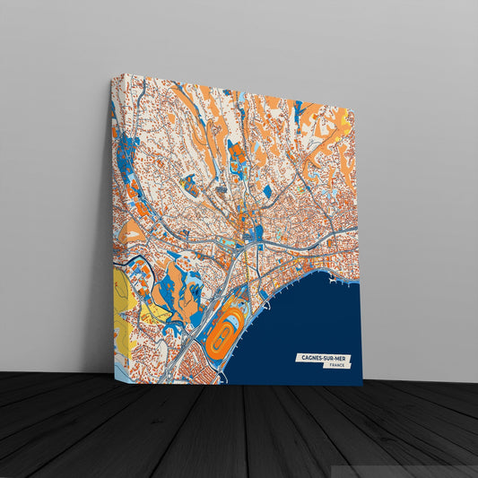 Cagnes-Sur-Mer France Colorful City Map Canvas Print