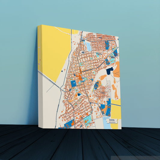 Cahul Moldova Colorful City Map Canvas Print