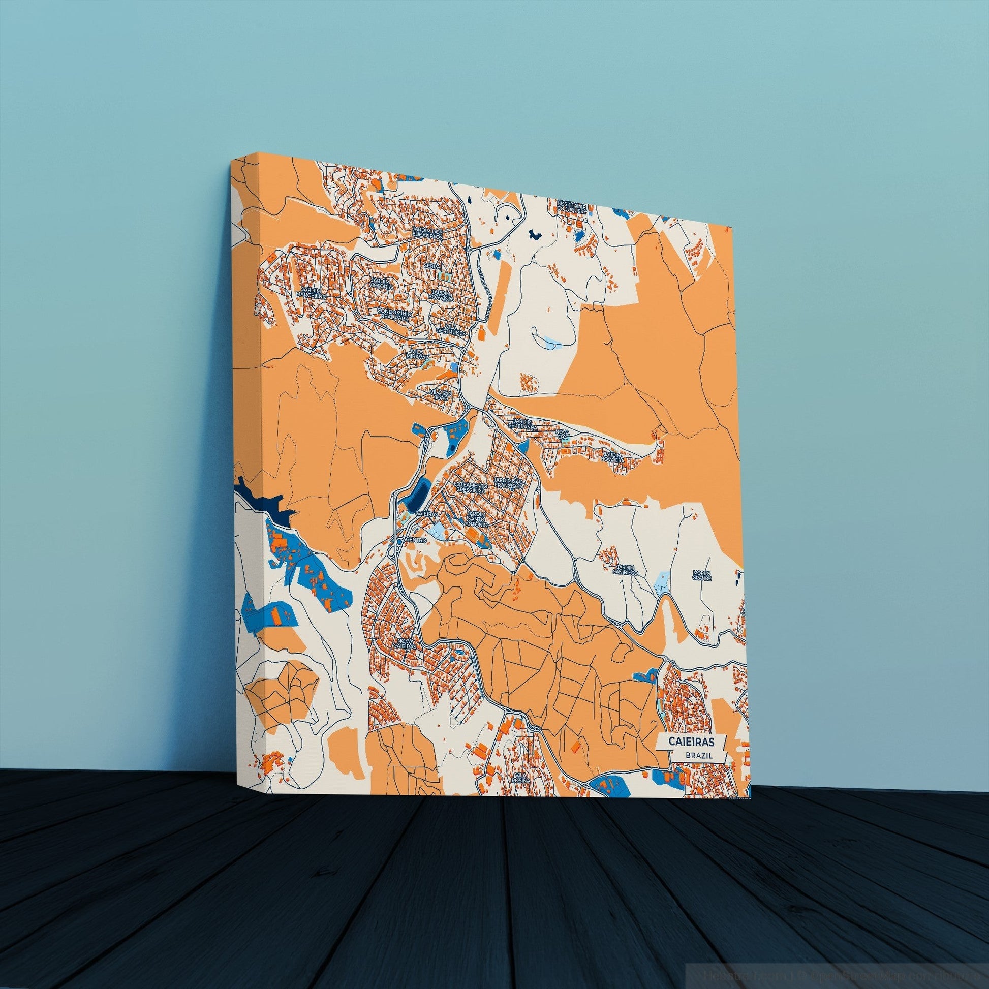 Caieiras Brazil Colorful City Map Canvas Print