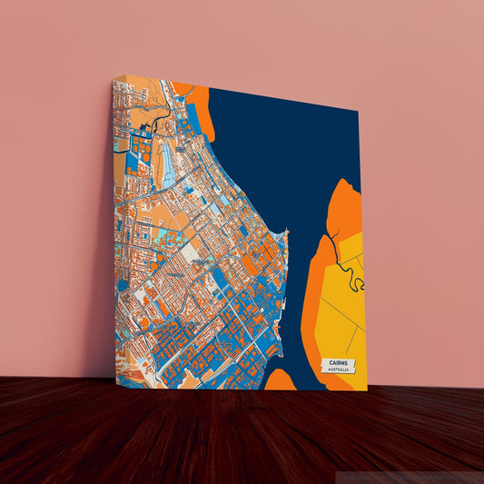 Cairns Australia Colorful City Map Canvas Print