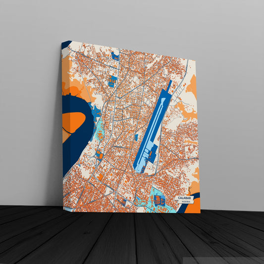Calabar Nigeria Colorful City Map Canvas Print