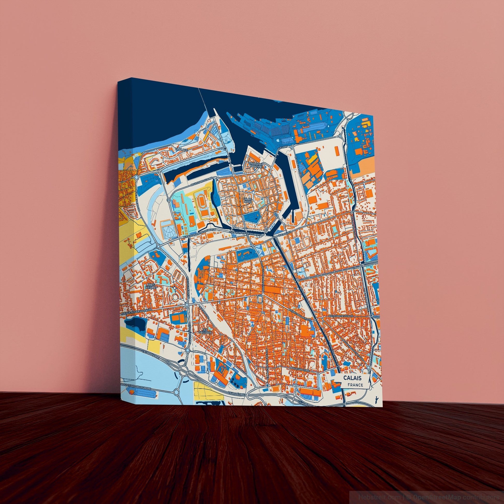 Calais France Colorful City Map Canvas Print