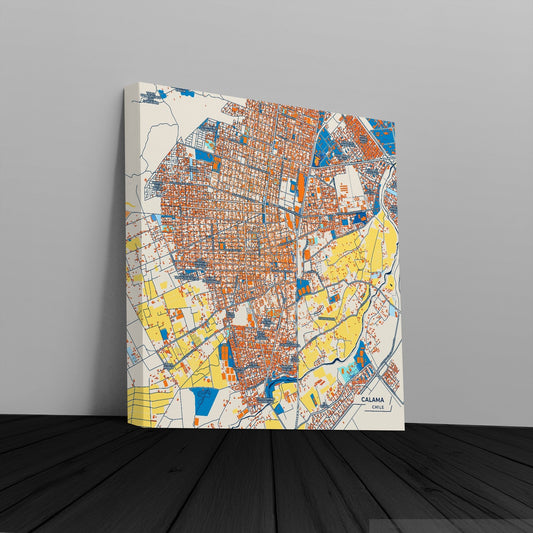 Calama Chile Colorful City Map Canvas Print