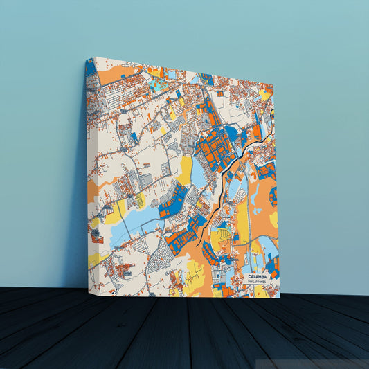 Calamba Philippines Colorful City Map Canvas Print