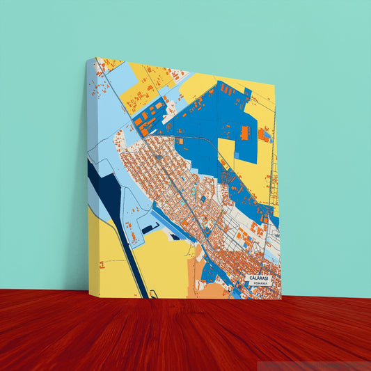 Călărași Romania Colorful City Map Canvas Print