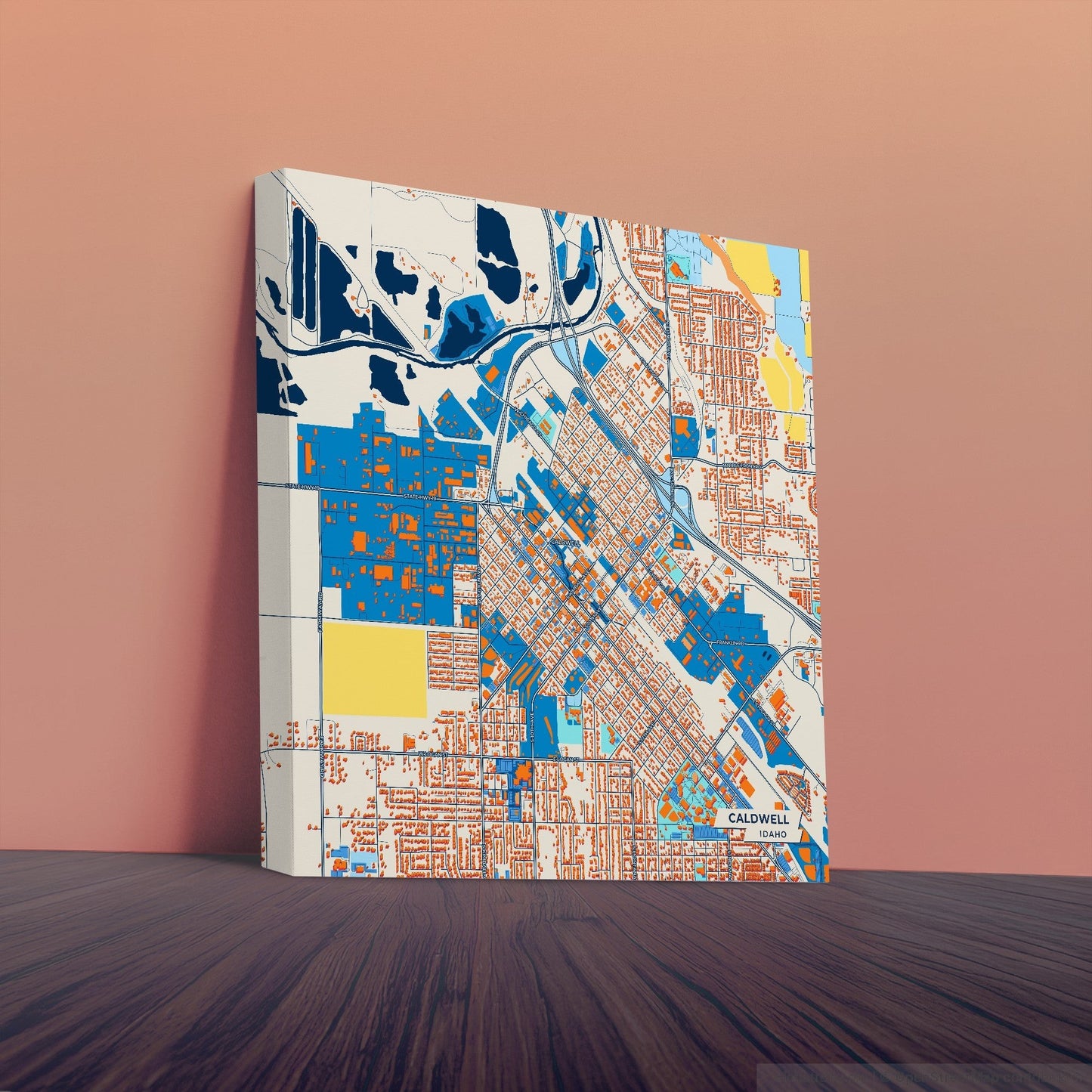 Caldwell Idaho Colorful City Map Canvas Print