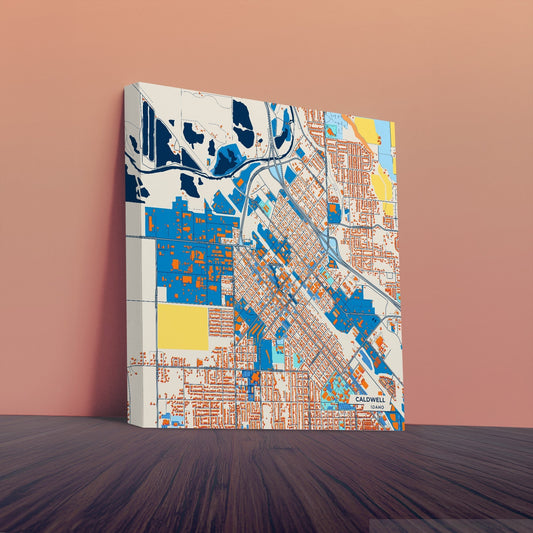 Caldwell Idaho Colorful City Map Canvas Print