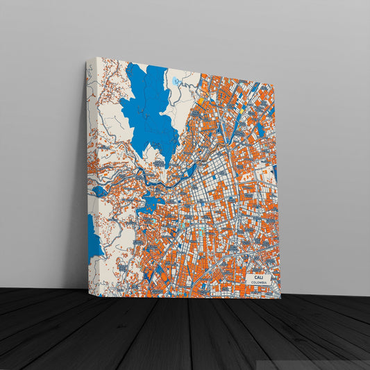 Cali Colombia Colorful City Map Canvas Print