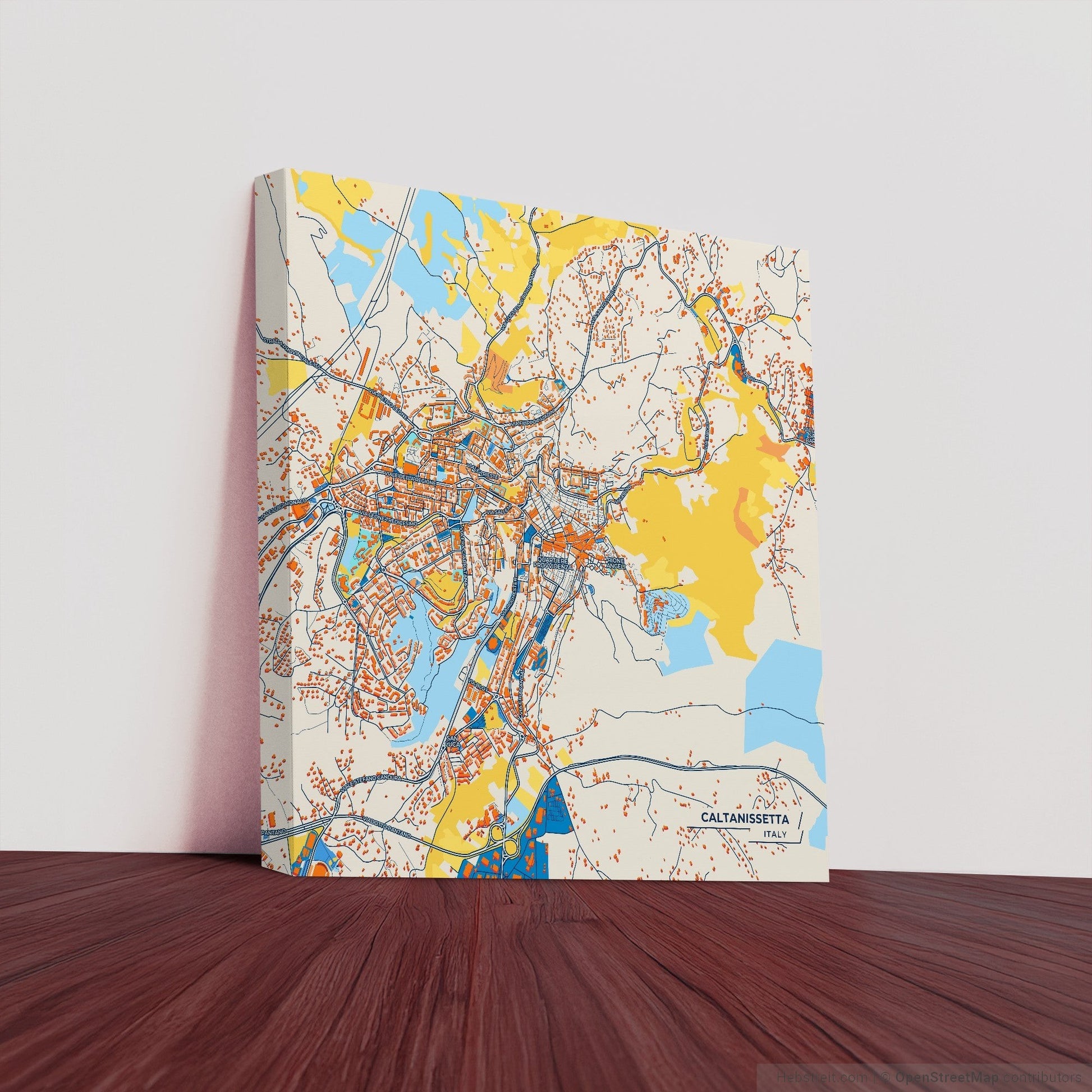 Caltanissetta Italy Colorful City Map Canvas Print