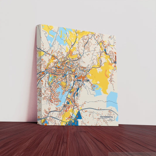 Caltanissetta Italy Colorful City Map Canvas Print