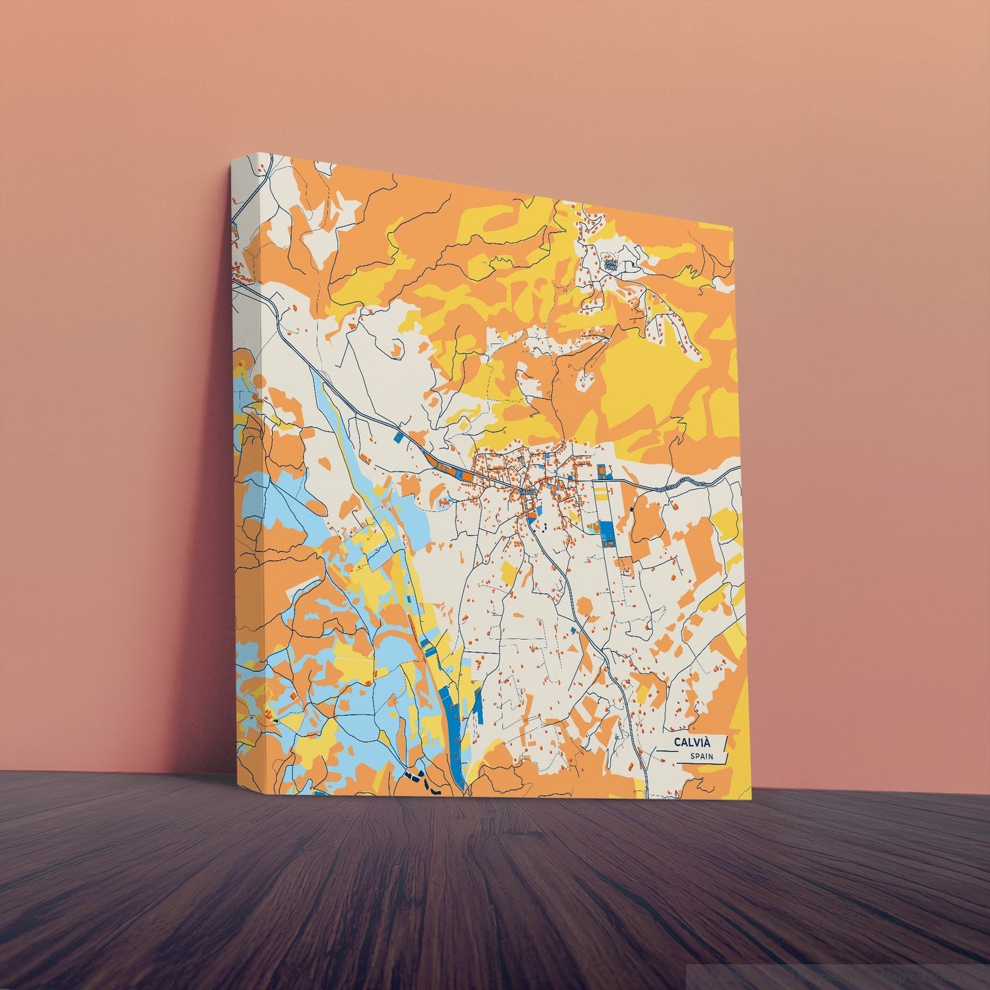 Calvià Spain Colorful City Map Canvas Print