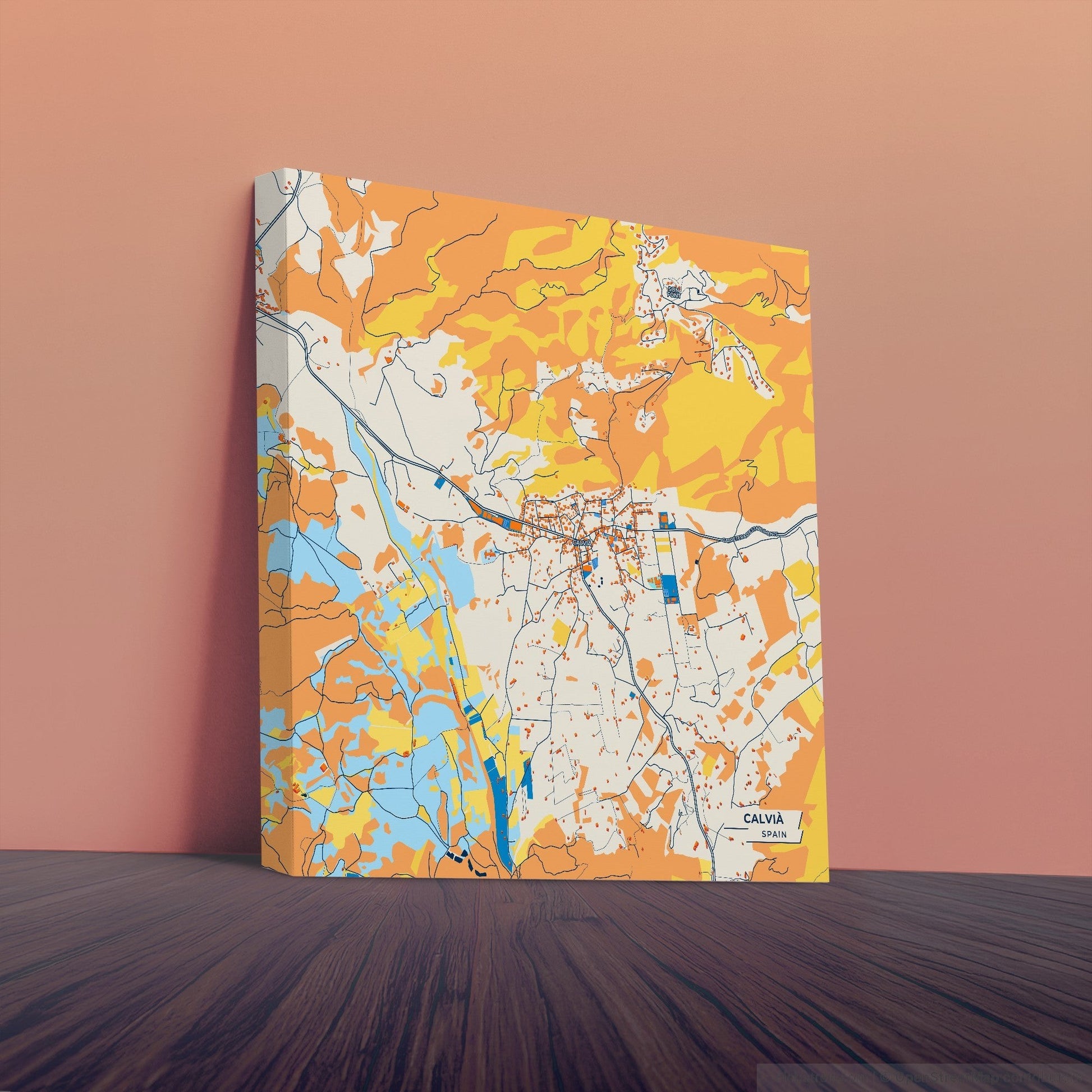 Calvià Spain Colorful City Map Canvas Print