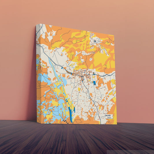 Calvià Spain Colorful City Map Canvas Print
