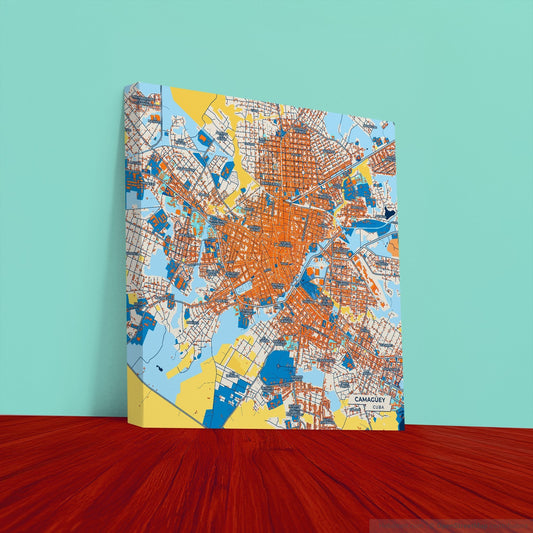 Camagüey Cuba Colorful City Map Canvas Print