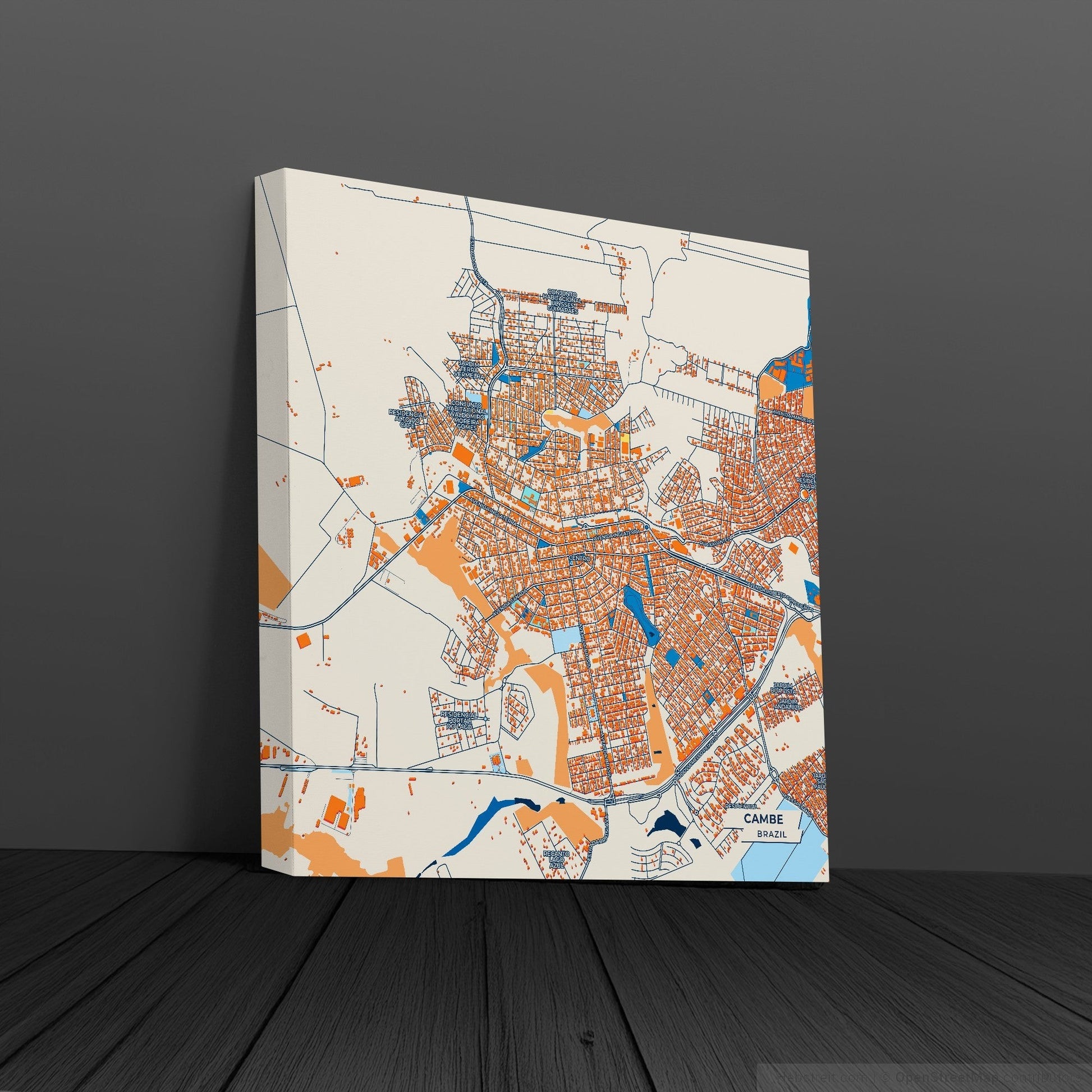 Cambe Brazil Colorful City Map Canvas Print