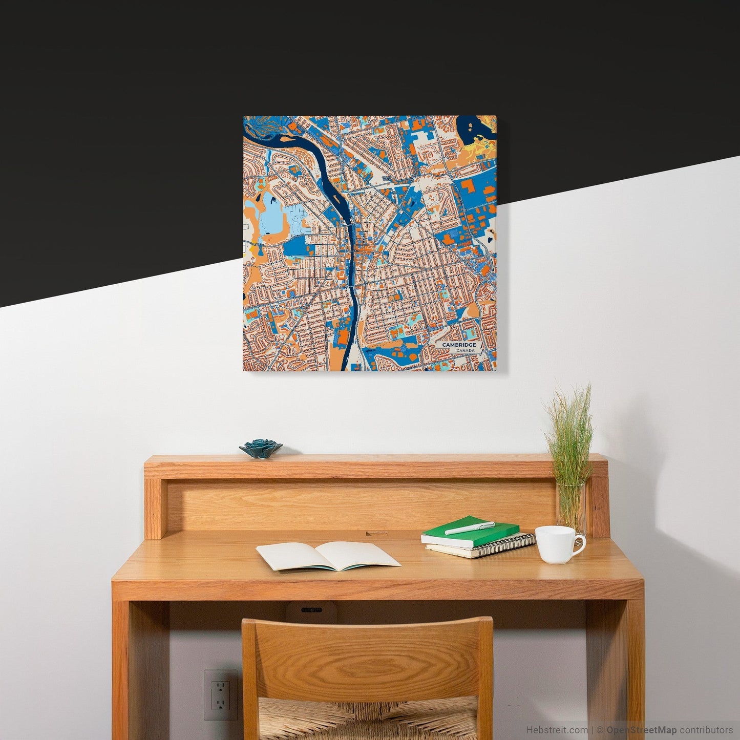 Cambridge Canada Colorful City Map Canvas Print Scene