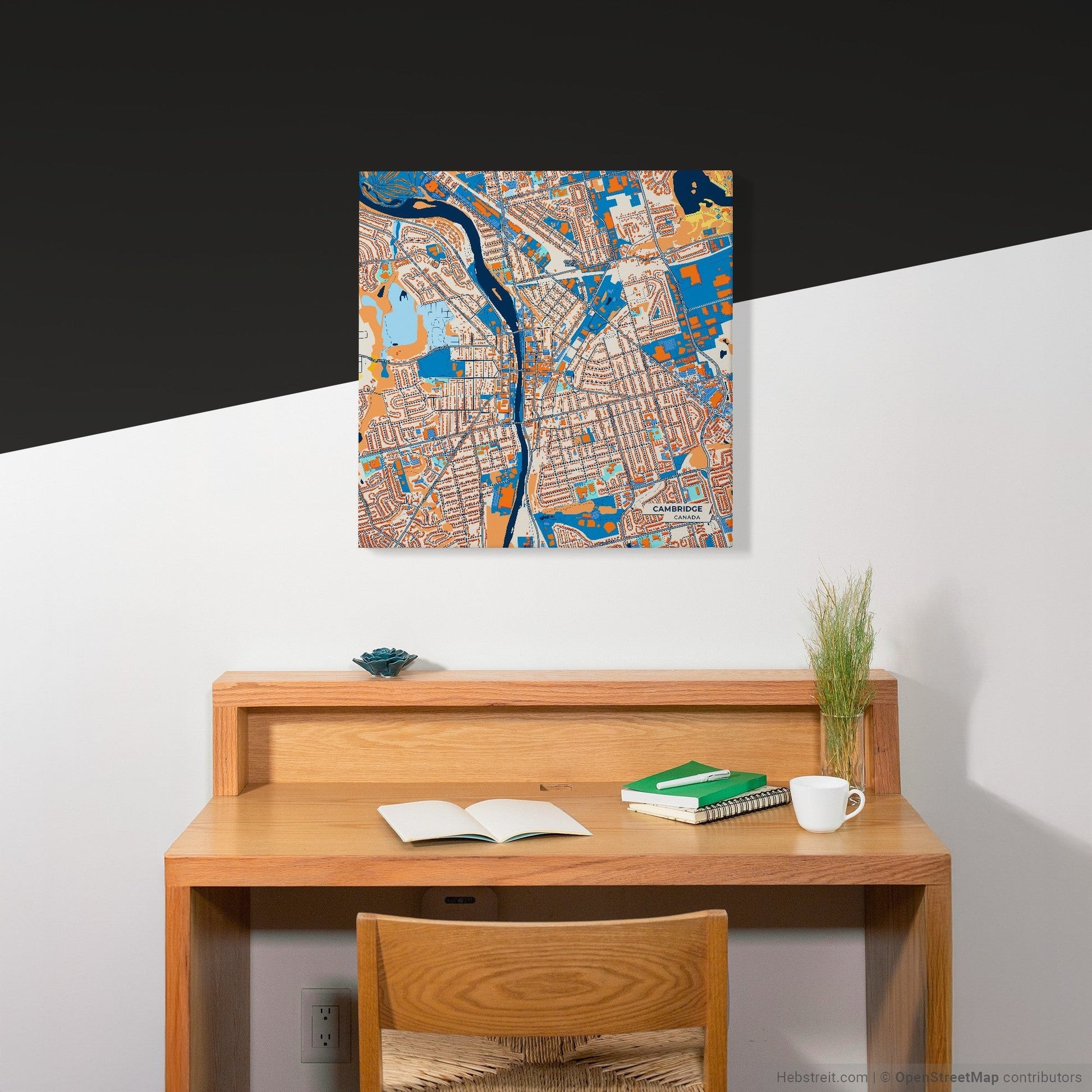 Cambridge Canada Colorful City Map Canvas Print Scene