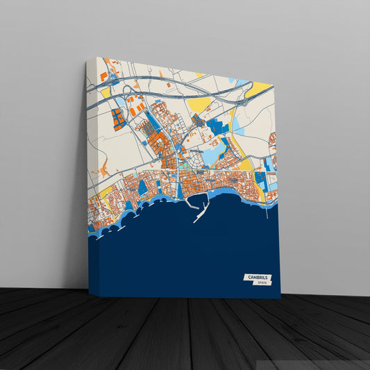 Cambrils Spain Colorful City Map Canvas Print