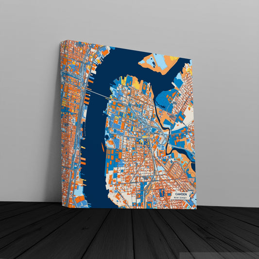 Camden New Jersey Colorful City Map Canvas Print