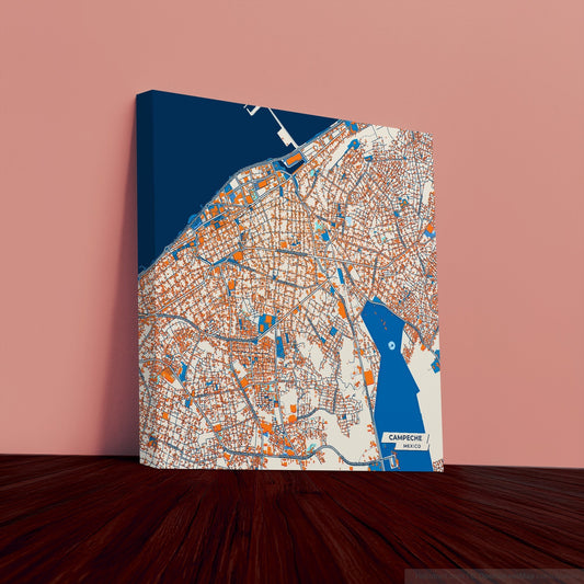 Campeche Mexico Colorful City Map Canvas Print