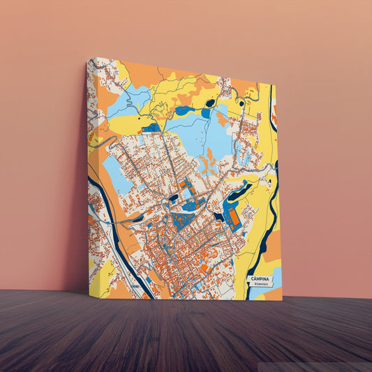Câmpina Romania Colorful City Map Canvas Print