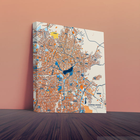 Campina Grande Brazil Colorful City Map Canvas Print