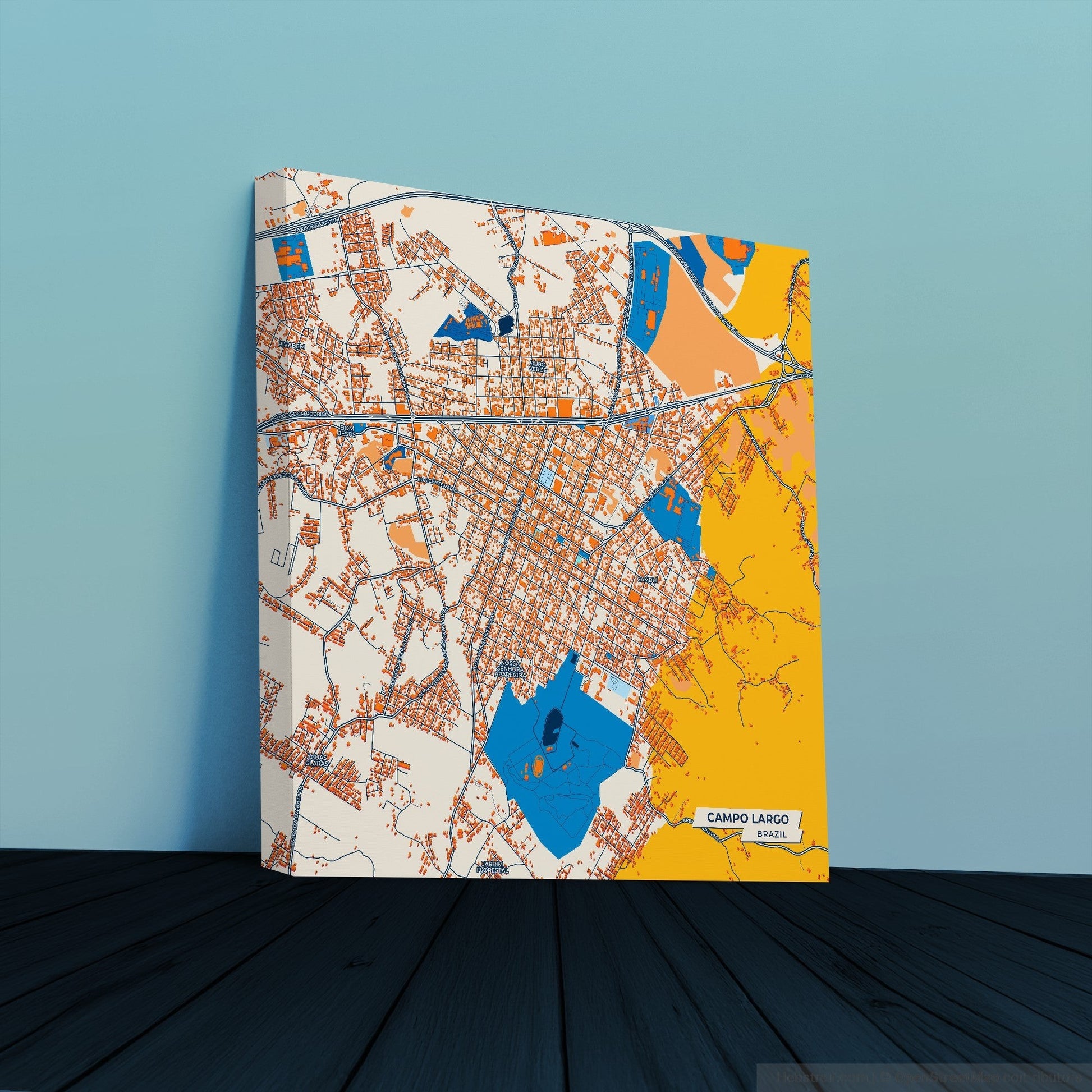 Campo Largo Brazil Colorful City Map Canvas Print