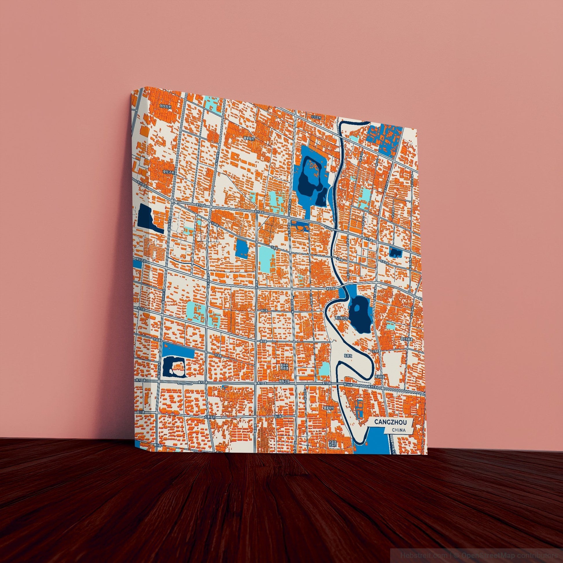 Cangzhou China Colorful City Map Canvas Print