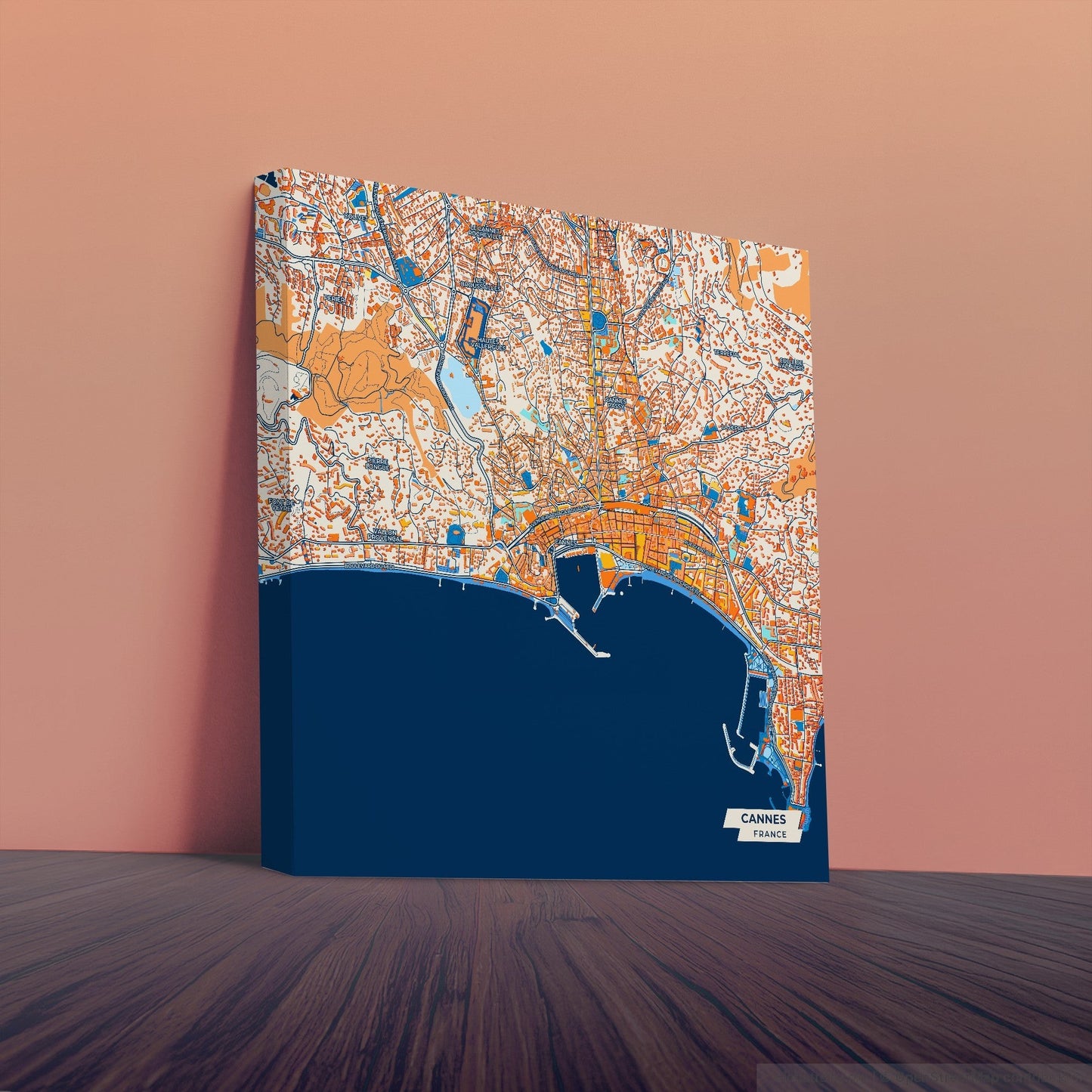 Cannes France Colorful City Map Canvas Print