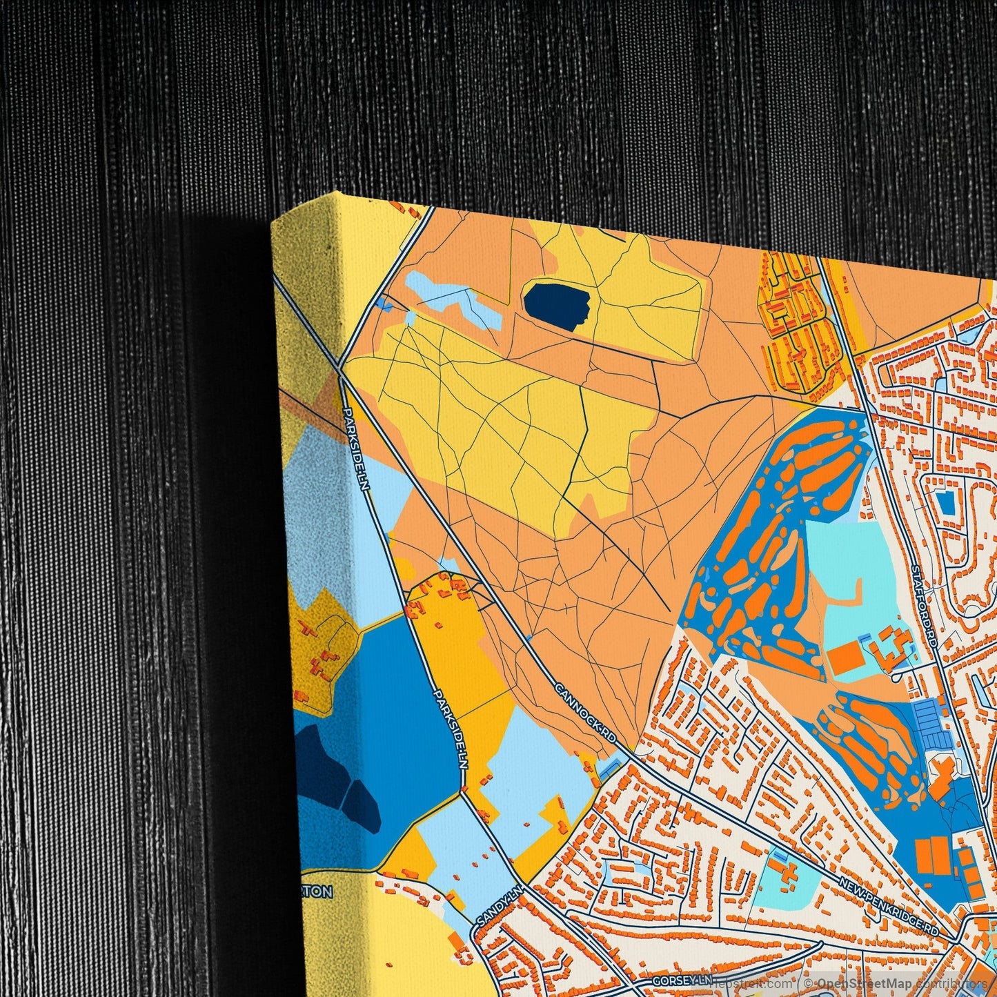 Cannock England Colorful City Map Canvas Print Detail