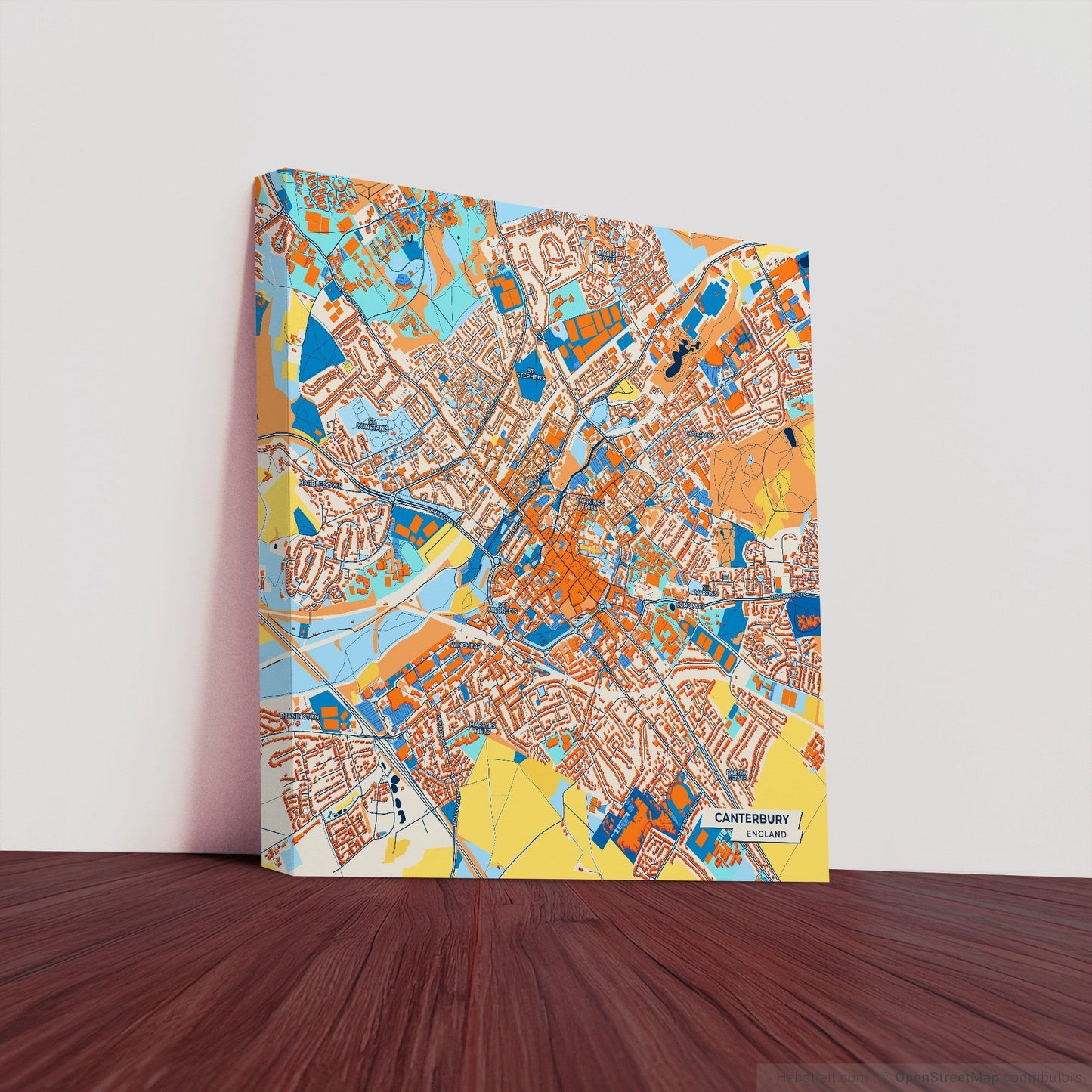Canterbury England Colorful City Map Canvas Print
