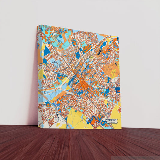 Canterbury England Colorful City Map Canvas Print