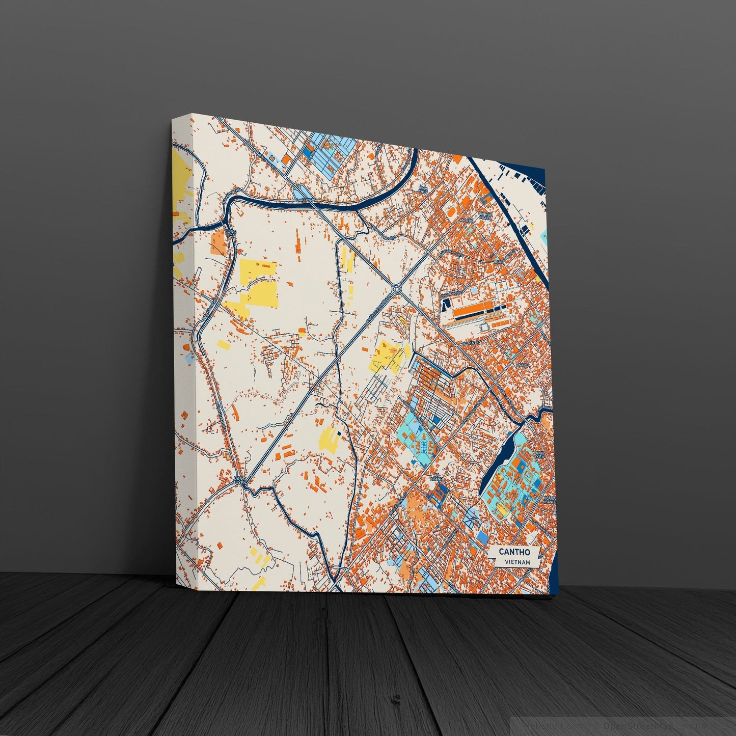 Cantho Vietnam Colorful City Map Canvas Print