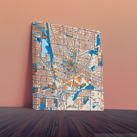 Canton Ohio Colorful City Map Canvas Print