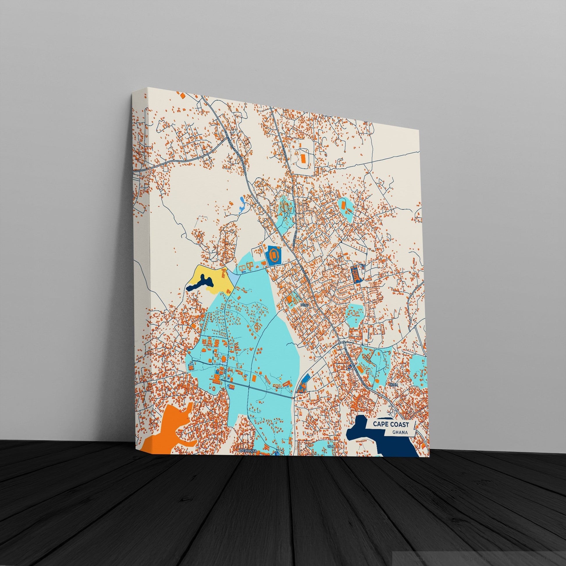 Cape Coast Ghana Colorful City Map Canvas Print