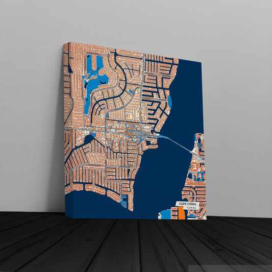 Cape Coral Florida Colorful City Map Canvas Print