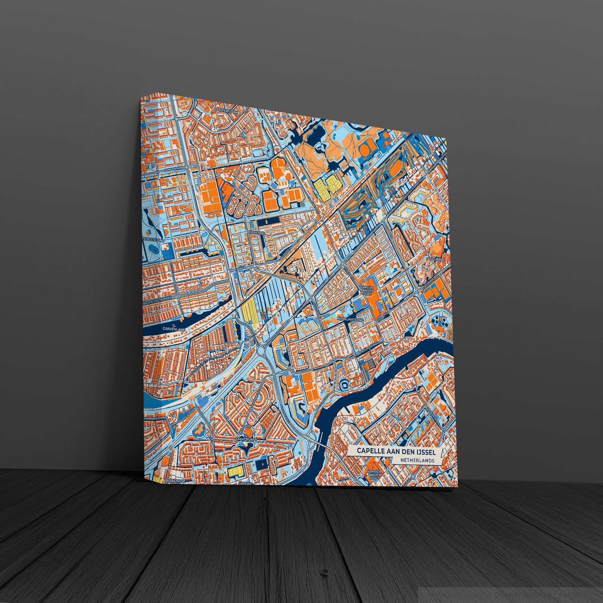 Capelleaandenijssel Netherlands Colorful City Map Canvas Print