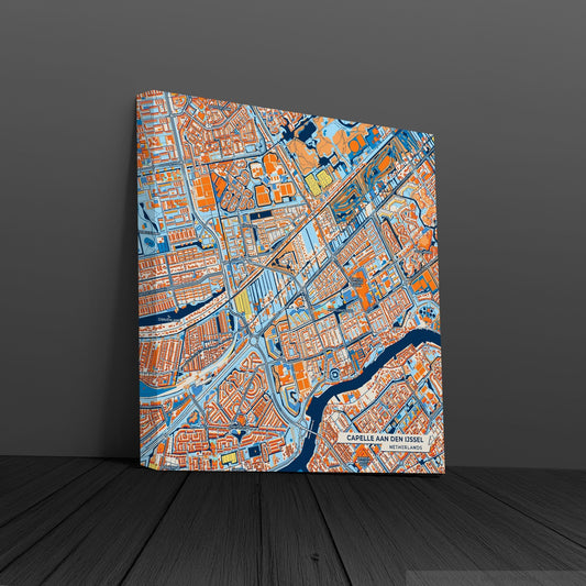 Capelleaandenijssel Netherlands Colorful City Map Canvas Print